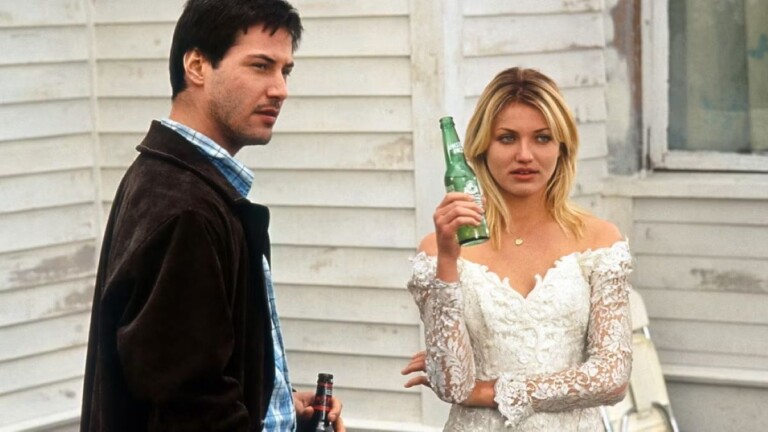 Keanu Reeves e Cameron Diaz em Paixão Bandida