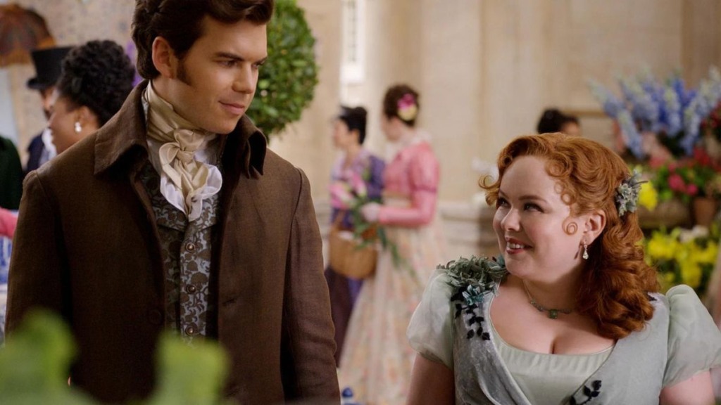 Luke Newton e Nicola Coughlan na 3ª temporada de Bridgerton