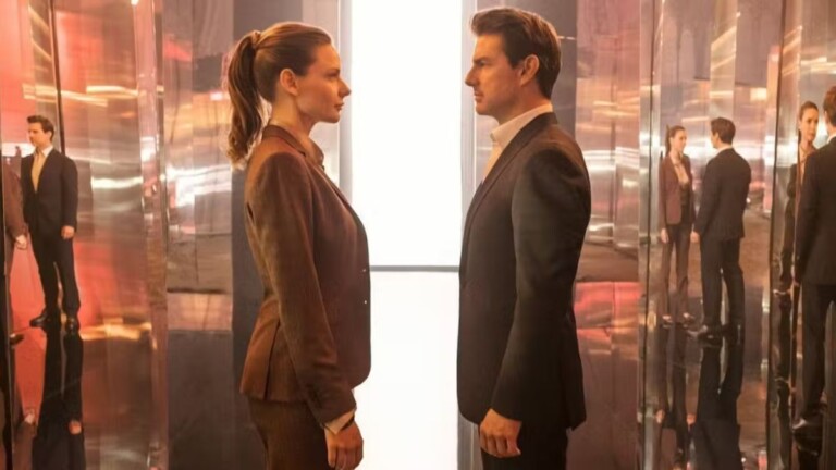 Rebecca Ferguson e Tom Cruise em Missão Impossível